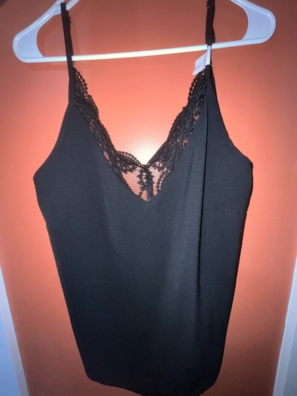 Black Lace-Trim V-Neck Camisole Tank Top